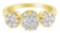 14k Gold 1.25ct Diamond Three Round Clusters Ring