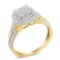 10k Gold 1.07ct Diamond Cushion Shape Halo Ring