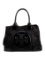 Tory Burch Logo Patent Leather Blk Nylon Snap Tote