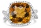 14k White Gold 6.35ct Citrine & Diamond Halo Ring