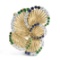 18k Gold 5.00ct Diamond, Sapphire & Emerald Brooch