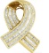 14k Gold 2.57ct Diamond Awareness Ribbon Pendant