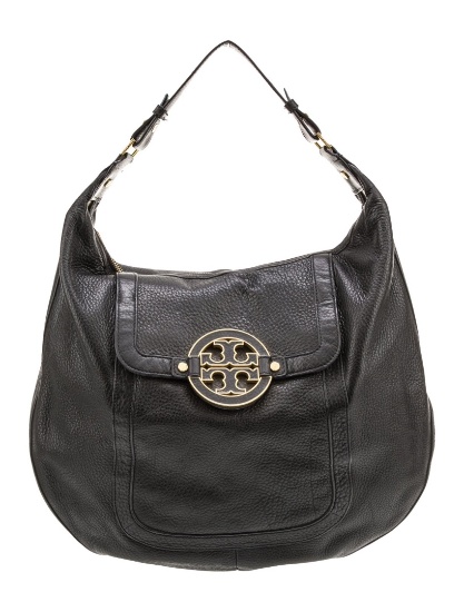 Tory Burch Black Leather Zip Clsore Shldr Bag