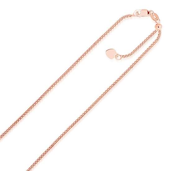 14k Rose Gold Heart Dangle Popcorn Chain 1.3mm