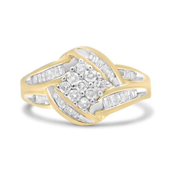 10k Two-tone Gold .75ct Diamond Swirl Ring