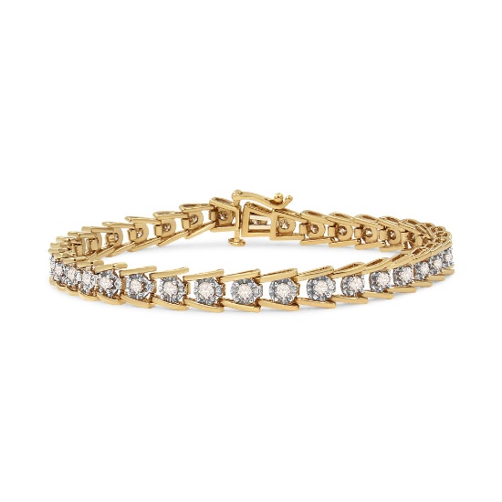 14k Gold-pl. 2.00ct Diamond Wave Link Bracelet
