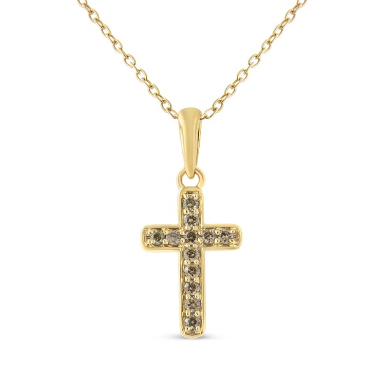 10k Gold-pl. Round .25ct Diamond Cross Necklace