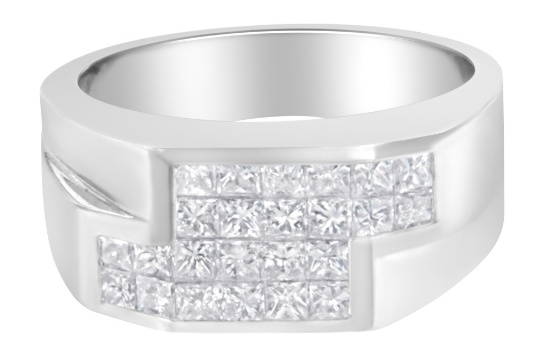 14k Wgold Princess 1.83ct Diamond Cluster Ring