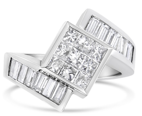 14k Wgold 2.21ct Diamond Kite-set Bypass Ring