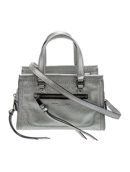 Marc Jacobs Silver Leather Zip Cls Top Hdl Bag