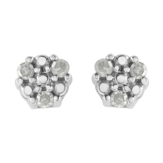 Round .12ct Diamond Trio Stud Earrings