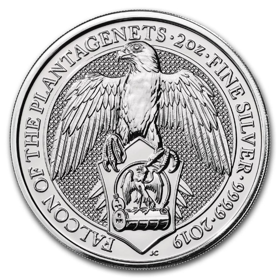 2019 Gb 2 Oz Silver Queen's Beasts The Falcon Bu