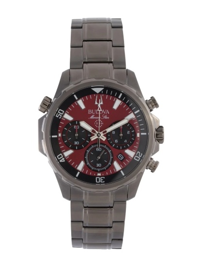 Bulova Marine Star Red Dial Quartz Men's 44mm