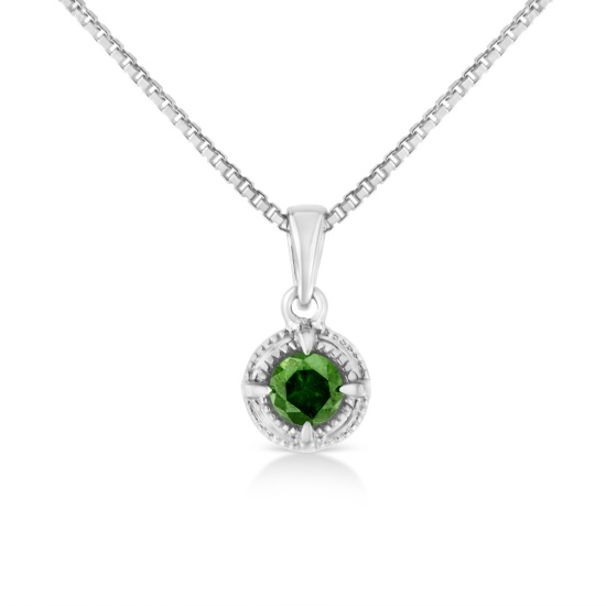 Round .20ct Green Diamond Solitaire Necklace