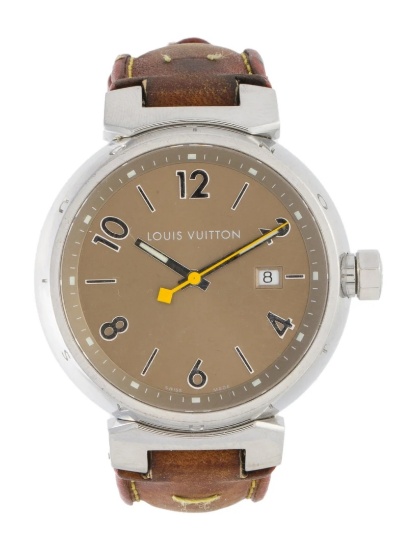 Louis Vuitton Tambour Qtz Brown Dial Men's 39mm