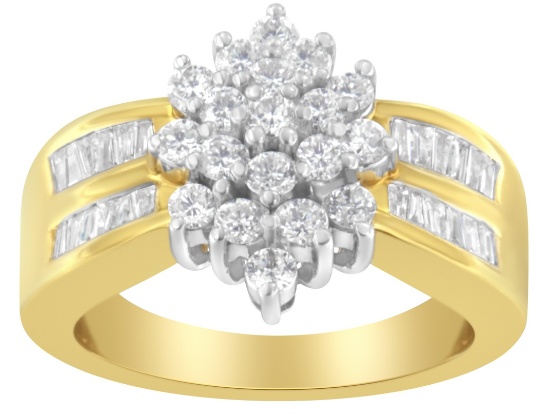 10k Gold Marquise .96ct Diamond Cluster Ring