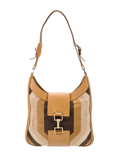 Gucci Jackie Metallic & Neut Canvas Shoulder Bag