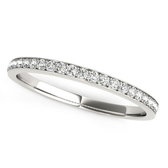 14k White Gold Round .18ct Diamond Wedding Band