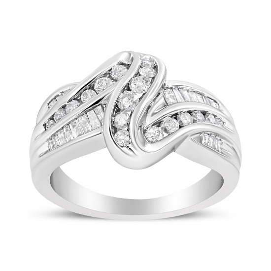 10k Gold .76ct Diamond Bypass Swirl Ring