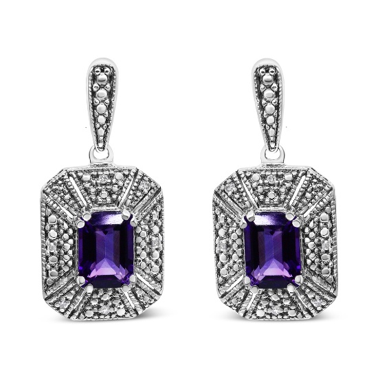 Elegant 2.65ct Amethyst & Diamond Accent Earrings