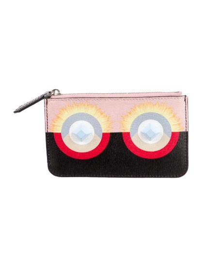 Fendi Black & Pink Leather Printed Wallet
