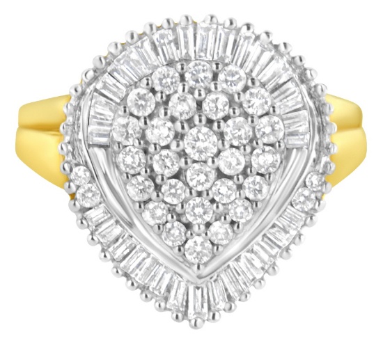 10k Gold 1.00ct Diamond Pear Shaped Cluster Ring