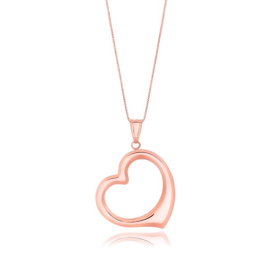 14k Rose Gold Floating Heart Drop Necklace