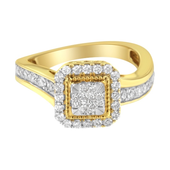 10k Gold Multi-cut .67ct Diamond Cocktail Ring