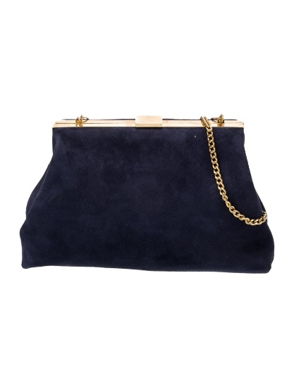 Mansur Gavriel Blue Suede Push-lock Evening Bag