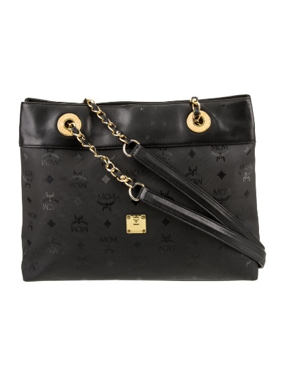 Mcm Black Pvc Vintage Visetos Snap Shldr Bag