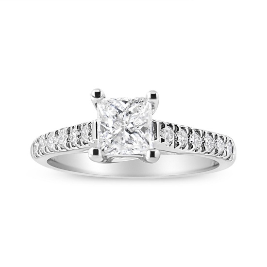 14k Gold Princess & Round 1.21ct Diamond Ring