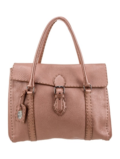 Fendi Pink Leather Buckle Closure Top Hdl Bag