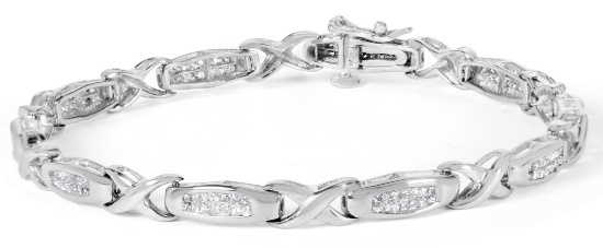 14k Wgold Princess 1.00ct Diamond Tennis Bracelet
