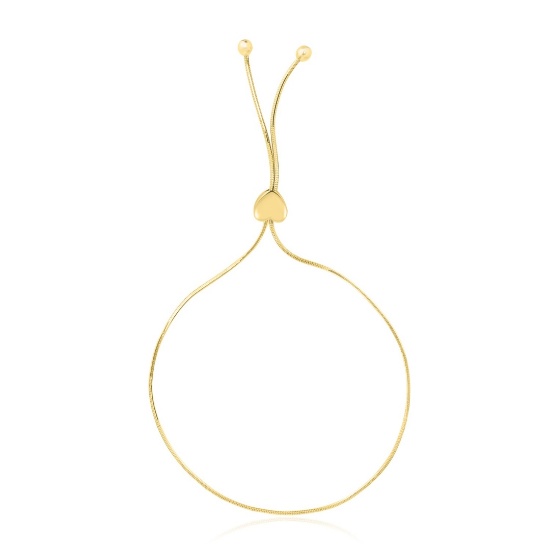 14k Gold Lariat Style Heart Motif Bracelet