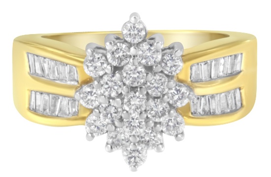 10k Gold .96ct Diamond Star Cluster Cocktail Ring