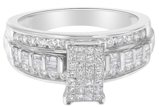 14k Wgold .99ct Diamond Composite Cluster Ring