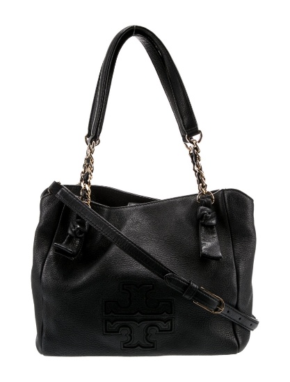 Tory Burch Blk Leather Chain-link Shldr Bag