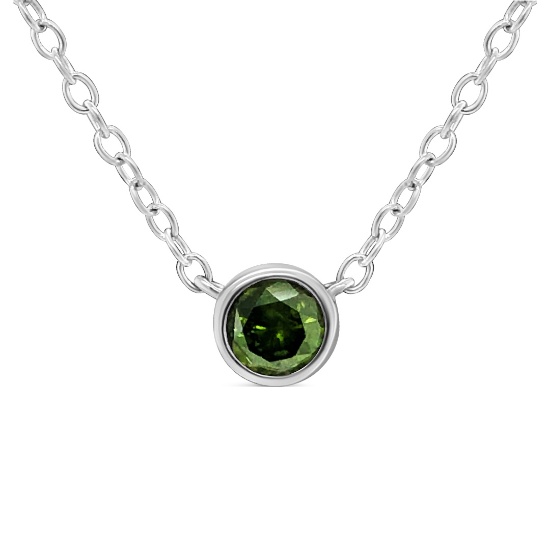 Round .20ct Green Diamond Necklace