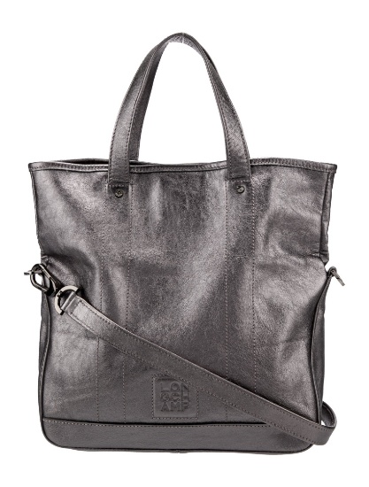 Longchamp Grey Leather Zip Closure Top Hdl Bag