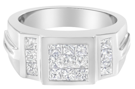 14k White Gold Princess 2.04ct Diamond Square Ring