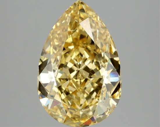 Fancy Yellow Pear Cut 4.14ct Vvs2 Lab Diamond