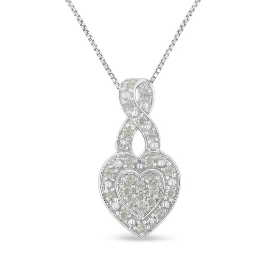 Elegant Round .35ct Diamond Heart Necklace