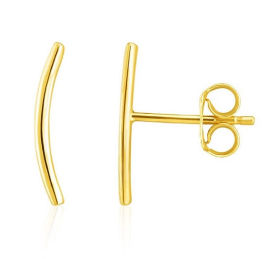 14k Gold Curve Climber Post Earrings