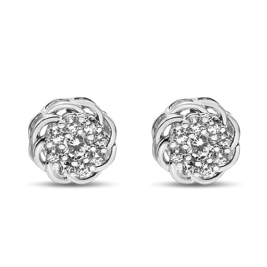 Sparkling .50ct Diamond Floral Halo Earrings