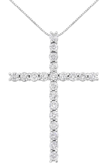 Niteround 4.00ct Diamond Cross Pendant Necklace
