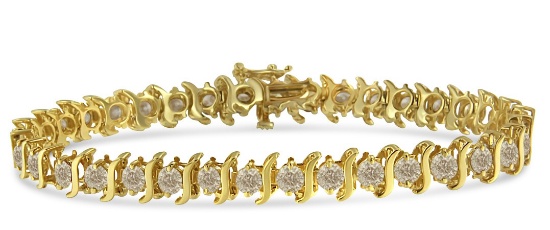 10k Goldpl Round 7.03ct Diamond "s" Link Bracelet