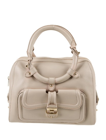Jimmy Choo Neutrals Leather Zip Cls Top Hdl Bag