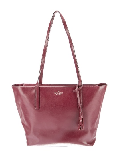 Kate Spade Burgundy Leather Tassel Zip Shldr Bag