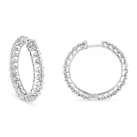 Classy .50ct Diamond Wire Cage Style Hoop Earrings