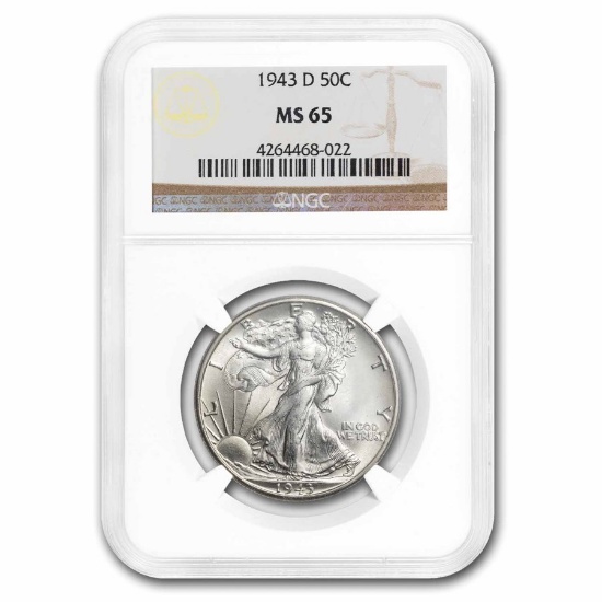 1943-d Walking Liberty Half Dollar Ms-65 Ngc